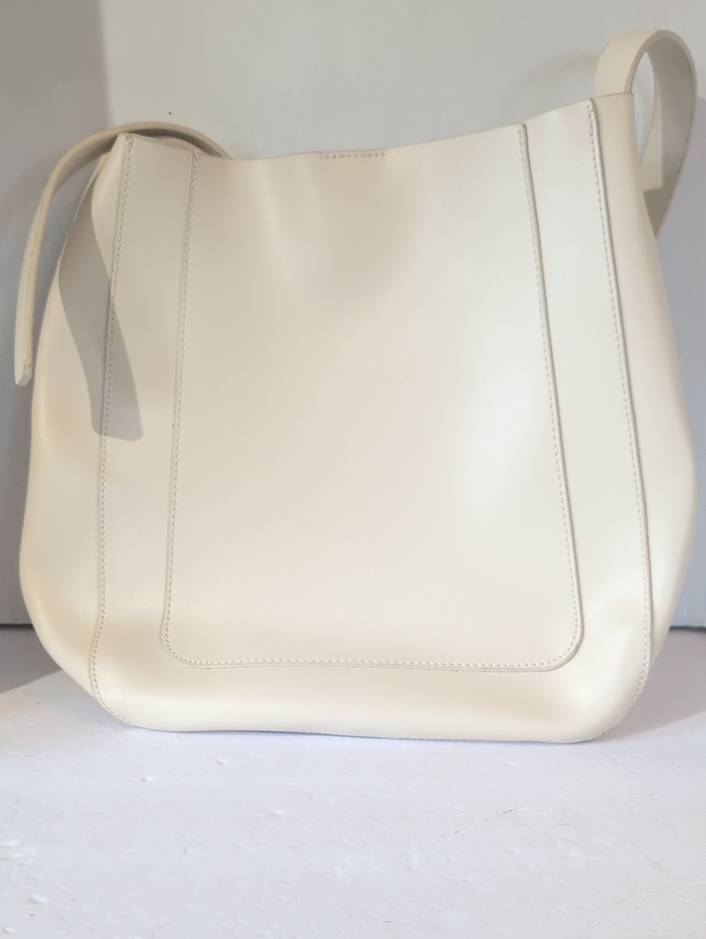 Urban Expressions Cream Vegan Leather Shoulder Bag - Minimal Tote